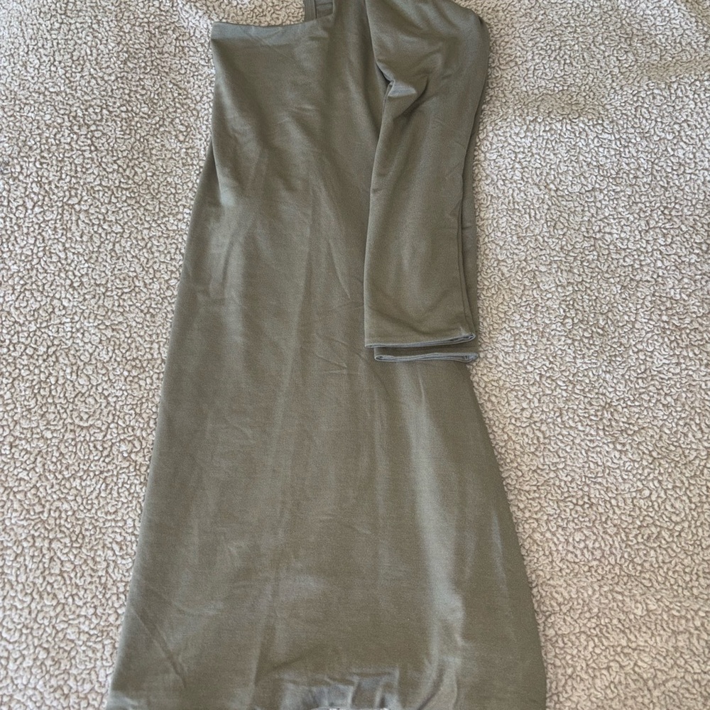 Oh Polly One Shoulder Olive Dress